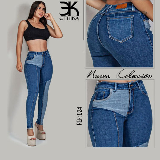 JEANS DAMA DE 1 BOTON TIRO ALTO RF:024