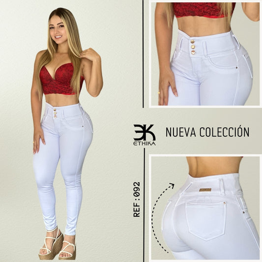 JEANS DE DAMA BLANCO 3 BOTONES RF:092