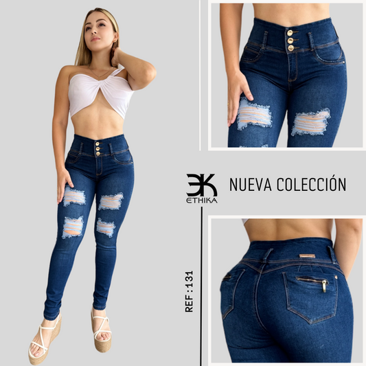 JEANS DAMA CON DESTROYER 3 BOTONES RF:131