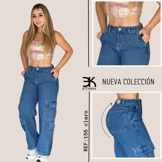 JEANS CARGO DAMA TIRO ALTO RF: 156