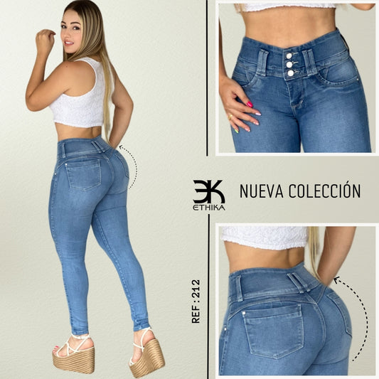 JEANS 3 BOTONES LEVANTA COLA CONTROL DE ABDOMEN REF:212