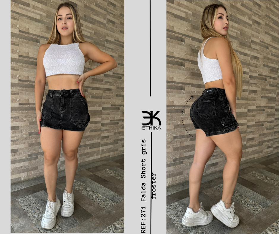 JEANS FALDA SHORT RF:271 GRIS FROSTER