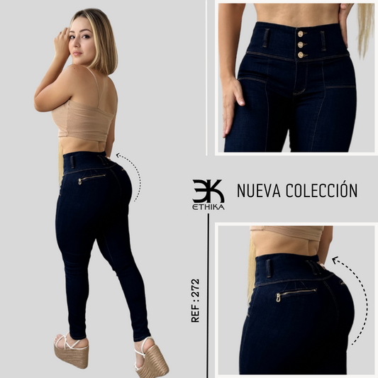 JEANS DAMA 3 BOTONES TIRO ALTO RF:272