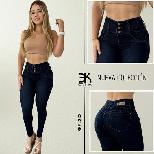 JEANS 3 BOTONES VERDOSO LEVANTA COLA  REF:223