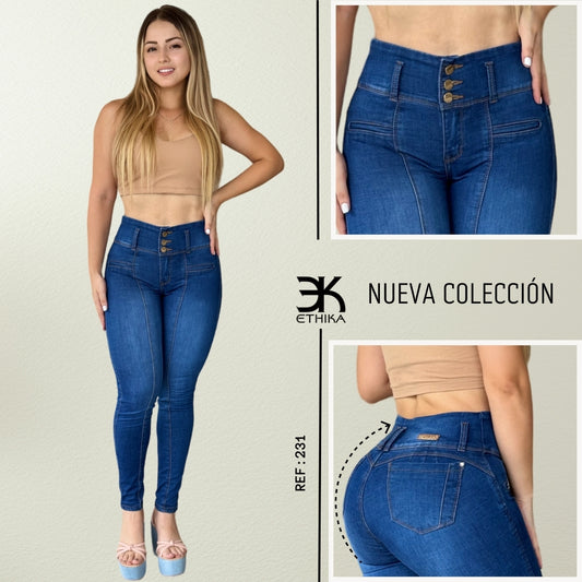 JEANS DAMA 3 BOTONES CONTROL DE ABDOMEN 231