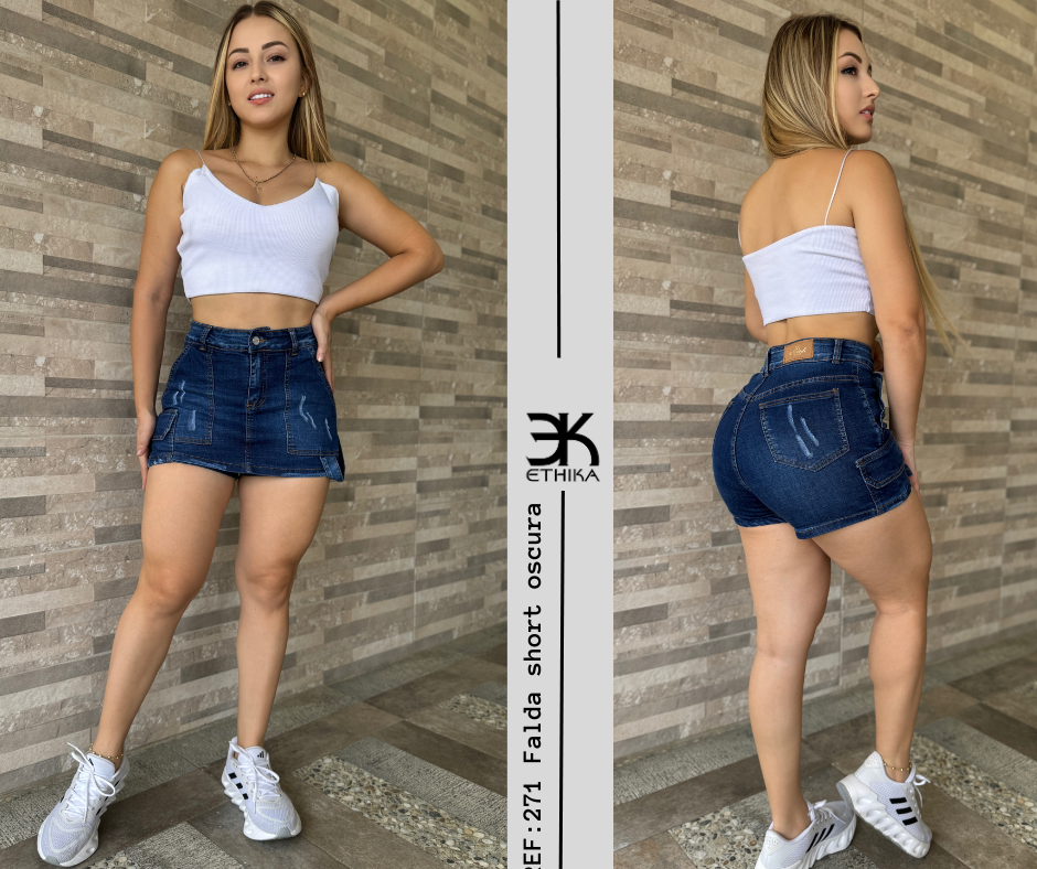 JEANS FALDA SHORT RF:271 OSCURA