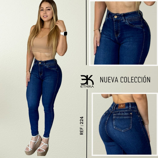 JEANS 1 BOTON LEVANTA COLA  REF:224OSCURO