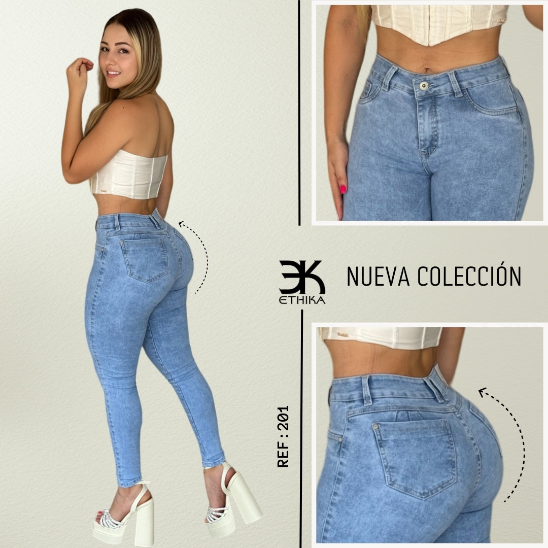 JEANS LEVANTA COLA CONTROL DE ABDOMEN REF:201