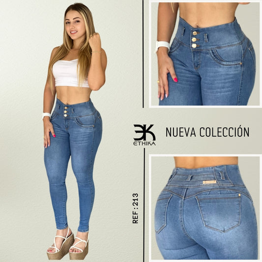 JEANS 3 BOTONES LEVANTA COLA CONTROL DE ABDOMEN REF:213