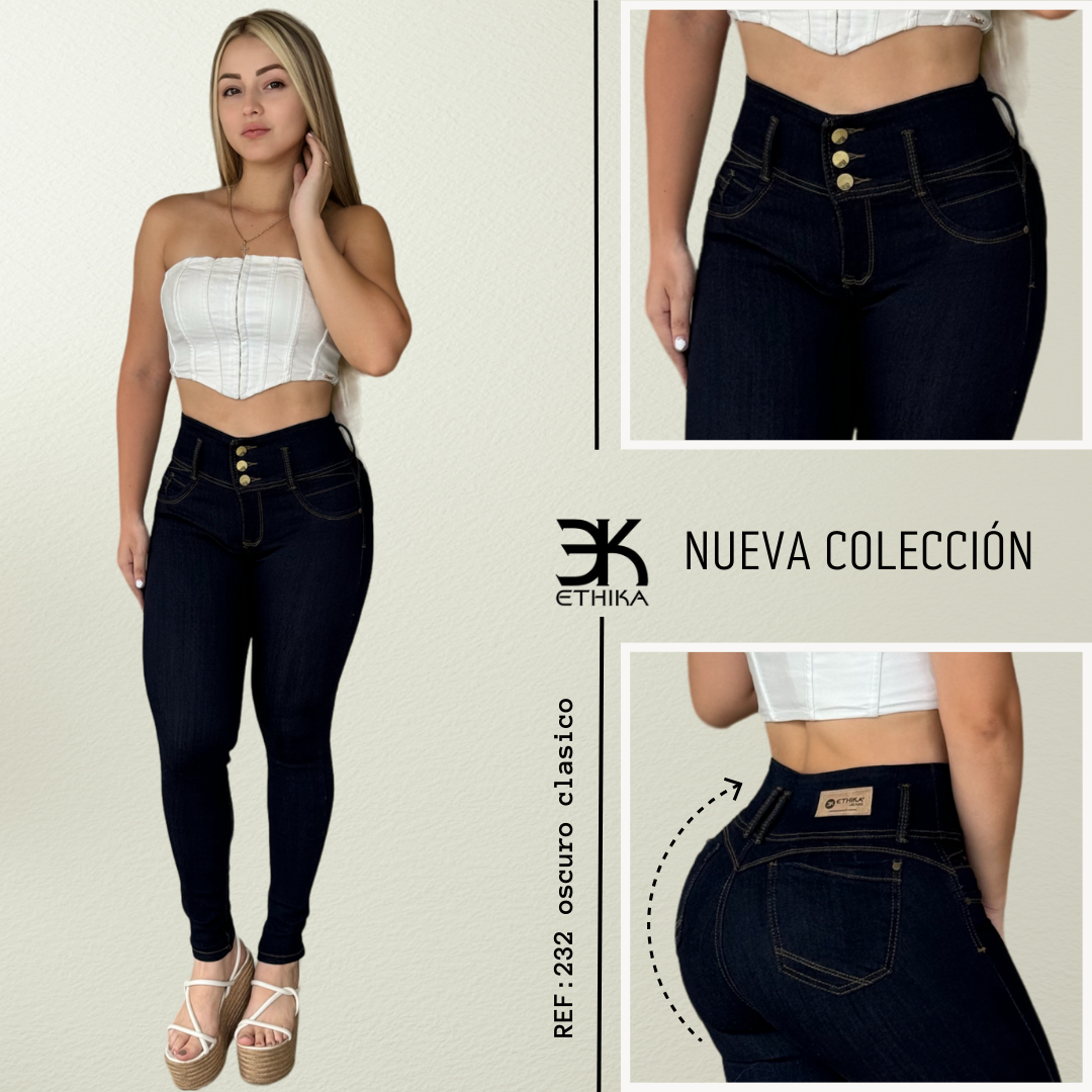 JEANS DAMA TIRO ALTO RF:232 OSCURO